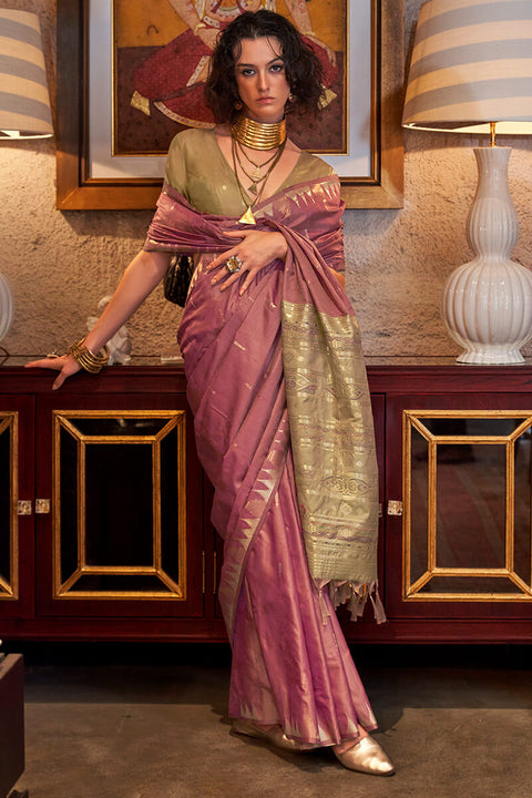 VastraLakshmi Divine Pink Soft Banarasi Silk Saree With Effervescent Blouse Piece