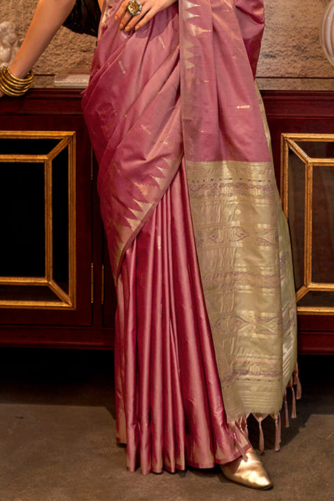 VastraLakshmi Divine Pink Soft Banarasi Silk Saree With Effervescent Blouse Piece