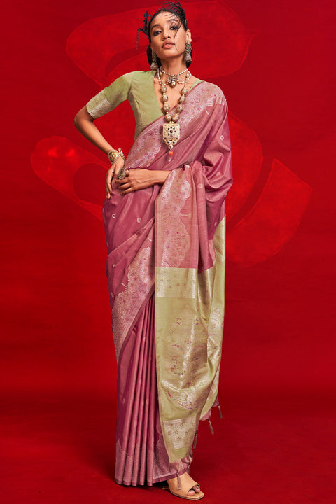 VastraLakshmi Incredible Pink Soft Banarasi Silk Saree With Fragrant Blouse Pieced