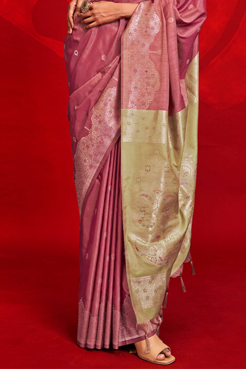 VastraLakshmi Incredible Pink Soft Banarasi Silk Saree With Fragrant Blouse Pieced