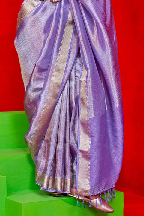 VastraLakshmi Twirling Lavender Soft Banarasi Silk Saree With Exquisite Blouse Piece