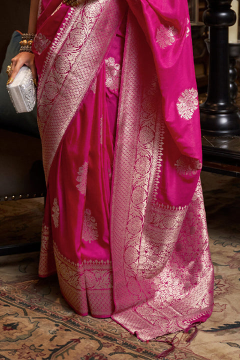 VastraLakshmi Ratatouille Magenta Soft Banarasi Silk Saree With Energetic Blouse Piece