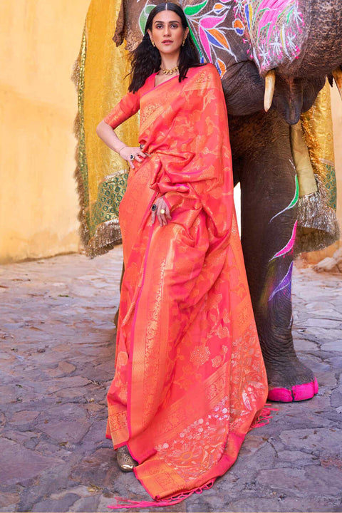 VastraLakshmi Fragrant Pink Soft Banarasi Silk Saree With Glittering Blouse Piece