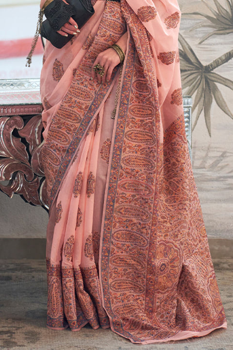 VastraLakshmi Exquisite Pink Pashmina saree With Entrancing Blouse Piece