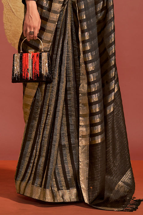 VastraLakshmi Eye-catching Black Soft Banarasi Silk Saree With Sizzling Blouse