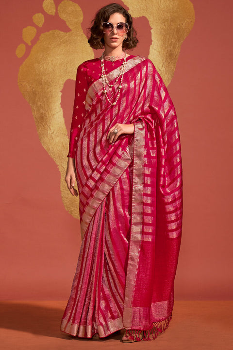 VastraLakshmi Majesty Magenta Soft Banarasi Silk Saree With Delightful Blouse