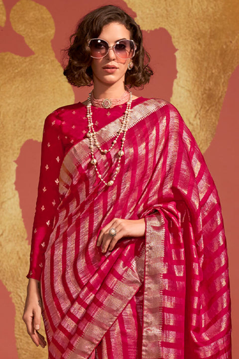 VastraLakshmi Majesty Magenta Soft Banarasi Silk Saree With Delightful Blouse