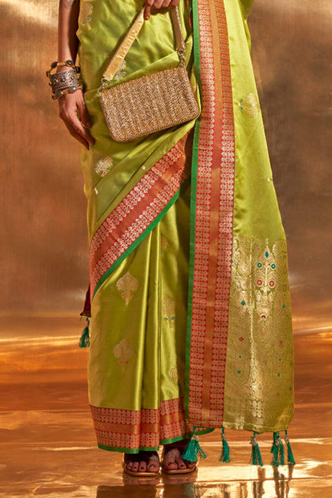 VastraLakshmi Adorning Green Soft Banarasi Silk Saree With Outstanding Blouse