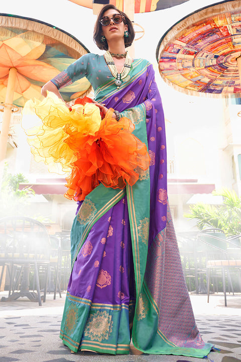 VastraLakshmi Phenomenal Purple Soft Banarasi Silk Saree With Pretty Blouse Piece