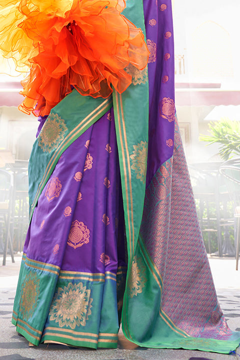 VastraLakshmi Phenomenal Purple Soft Banarasi Silk Saree With Pretty Blouse Piece