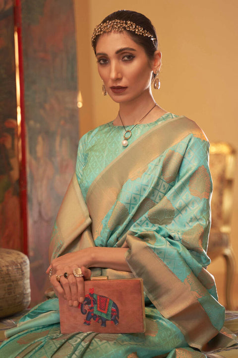 VastraLakshmi Inspiring Sea Green Soft Banarasi Silk Saree With Adoring Blouse Piece