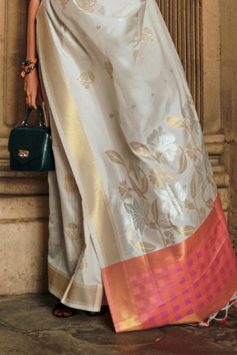 VastraLakshmi Chatoyant Beige Soft Banarasi Silk Saree With Ideal Blouse Piece