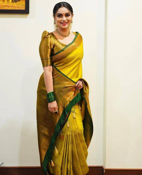 VastraLakshmi Attractive Yellow Soft Silk Saree With Pretty Blouse Piece