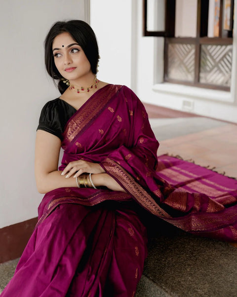 VastraLakshmi Invaluable Purple Soft Silk Saree With Angelic Blouse Piece