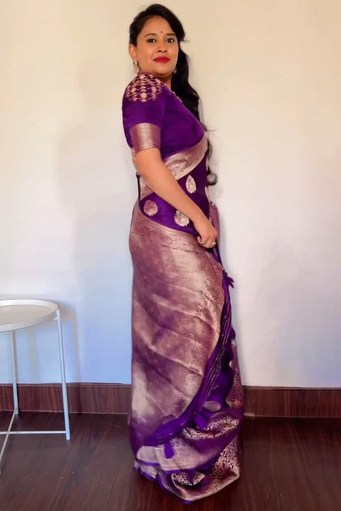 VastraLakshmi Classy Purple Soft Silk Saree With Marvellous Blouse Piece