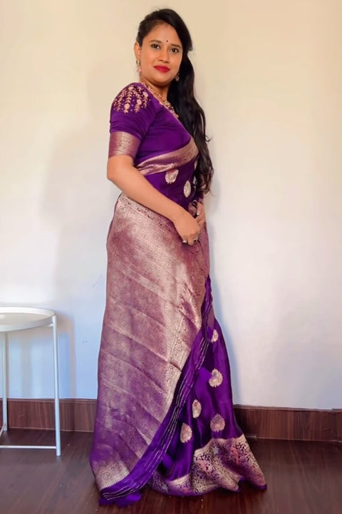 VastraLakshmi Classy Purple Soft Silk Saree With Marvellous Blouse Piece