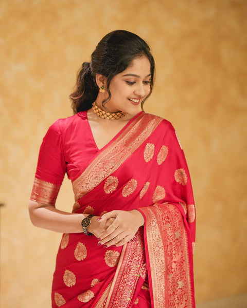 VastraLakshmi A glam Red Soft Silk Saree With Classic Blouse Piece