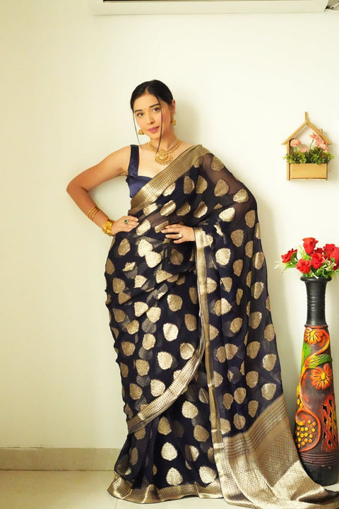 VastraLakshmi Tempting 1-Minute Ready To Wear Black Soft Silk Saree