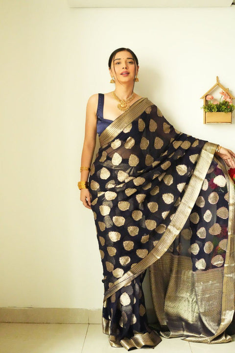 VastraLakshmi Tempting 1-Minute Ready To Wear Black Soft Silk Saree