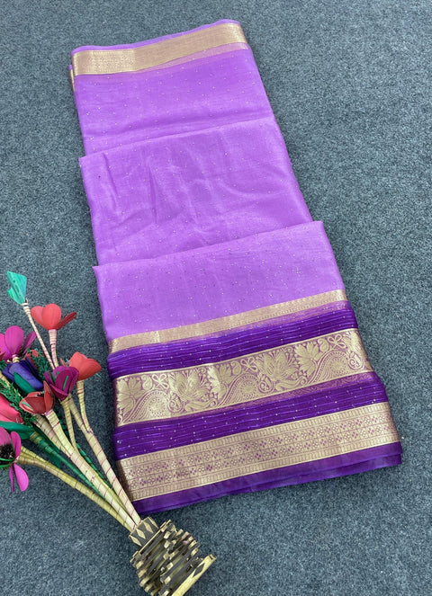 VastraLakshmi Inimitable Lavender Organza Silk Saree With Resonant Blouse Piece