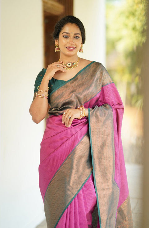 VastraLakshmi Marvellous Dark Pink Soft Silk Saree With Girlish Blouse Piece