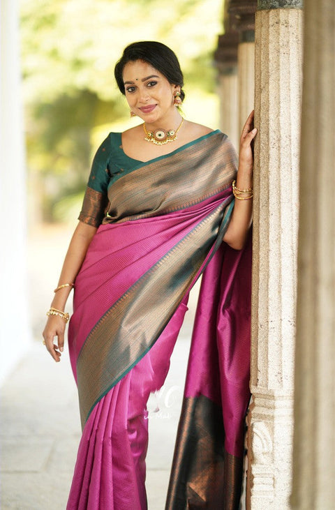 VastraLakshmi Marvellous Dark Pink Soft Silk Saree With Girlish Blouse Piece