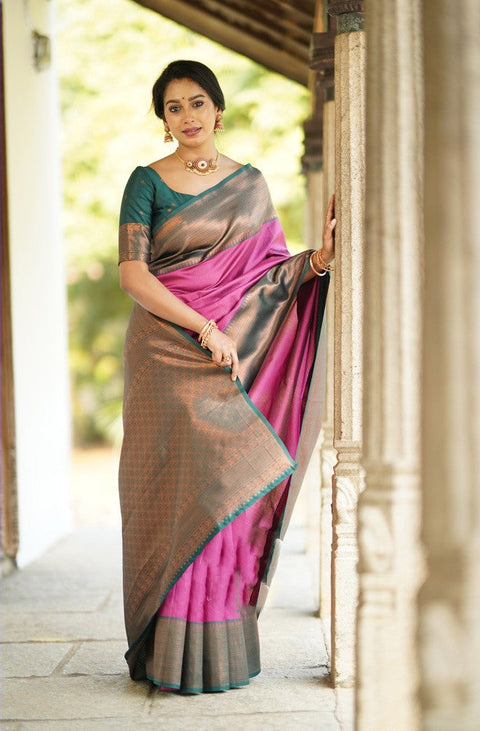 VastraLakshmi Marvellous Dark Pink Soft Silk Saree With Girlish Blouse Piece