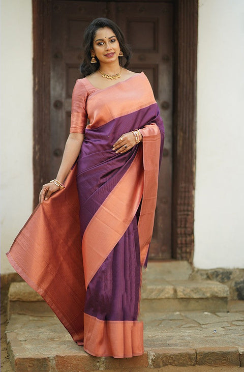 VastraLakshmi Lovely Purple Soft Silk Saree With Wonderful Blouse Piece