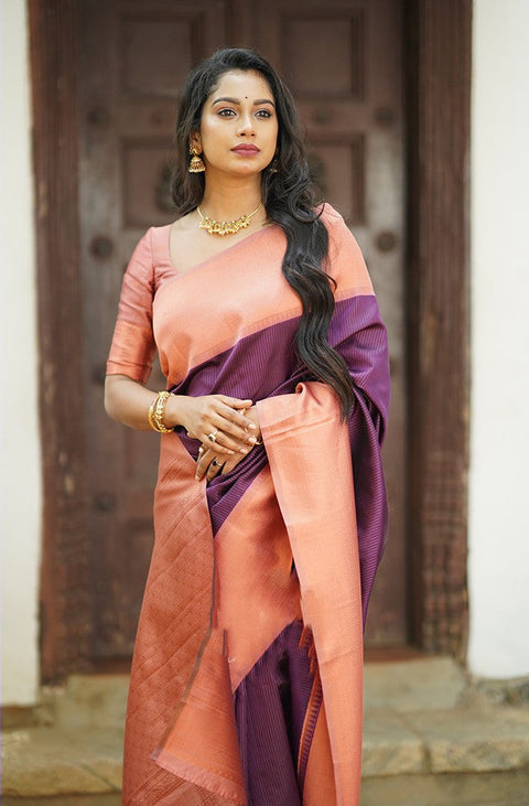 VastraLakshmi Lovely Purple Soft Silk Saree With Wonderful Blouse Piece