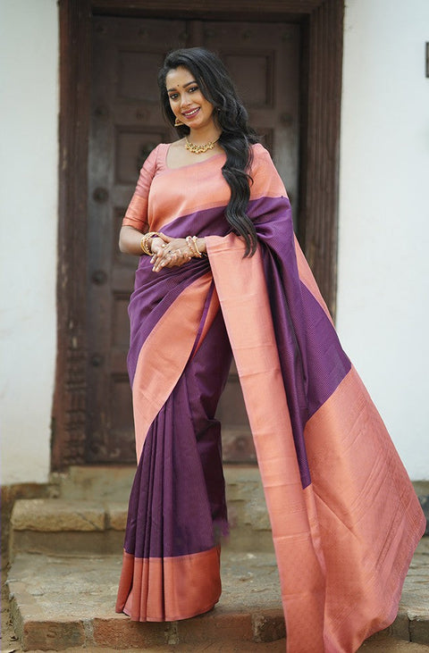 VastraLakshmi Lovely Purple Soft Silk Saree With Wonderful Blouse Piece