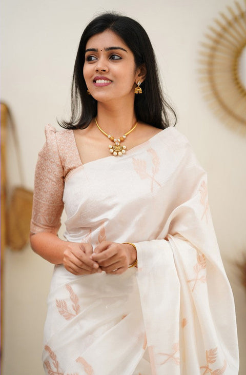 VastraLakshmi Staring White Soft Silk Saree With Breathtaking Blouse Piece