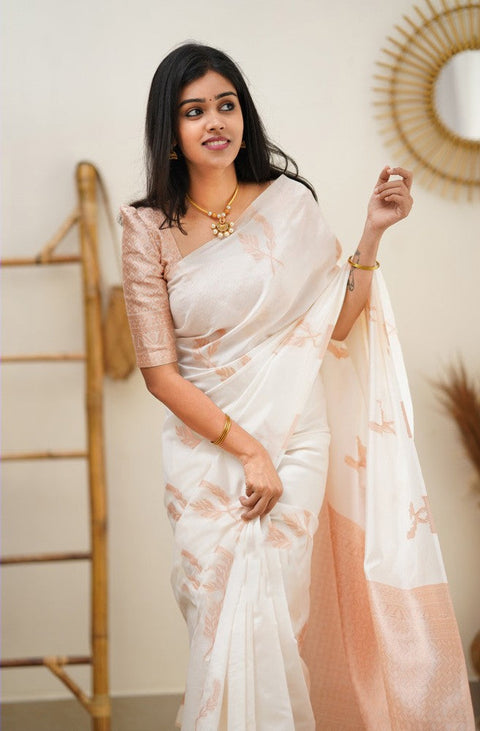 VastraLakshmi Staring White Soft Silk Saree With Breathtaking Blouse Piece