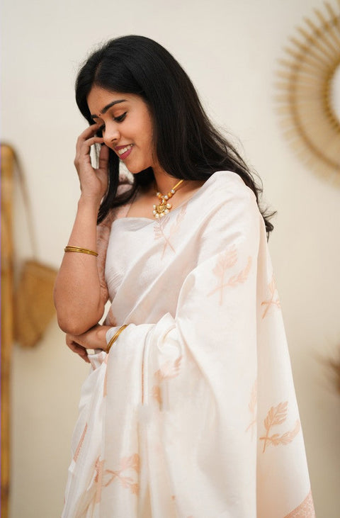 VastraLakshmi Staring White Soft Silk Saree With Breathtaking Blouse Piece