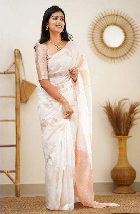 VastraLakshmi Staring White Soft Silk Saree With Breathtaking Blouse Piece