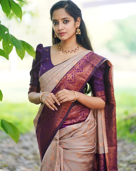 VastraLakshmi Splendorous Grey Soft Silk Saree With Felicitous Blouse Piece