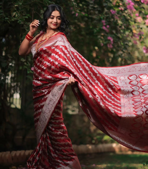 VastraLakshmi Incredible Red Soft Silk Saree With Redolent Blouse Piece