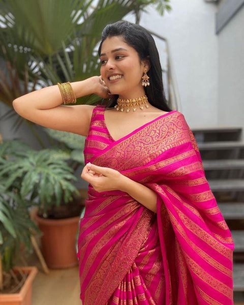 VastraLakshmi Mesmerizing Pink Soft Silk Saree With Stylish Blouse Piece