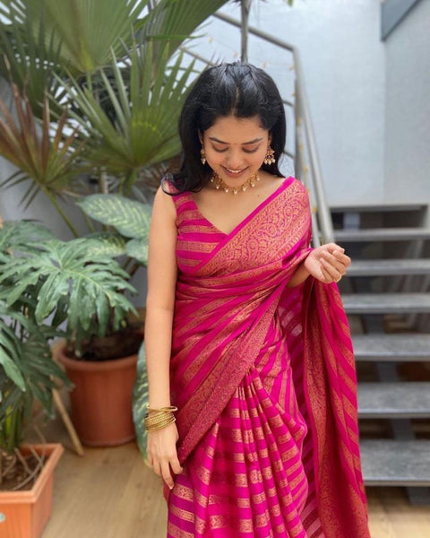 VastraLakshmi Mesmerizing Pink Soft Silk Saree With Stylish Blouse Piece