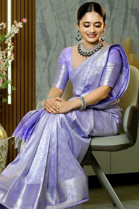 VastraLakshmi Glorious Lavender Soft Silk Saree With Arresting Blouse Piece