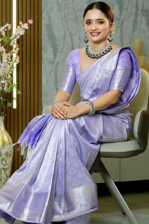 VastraLakshmi Glorious Lavender Soft Silk Saree With Arresting Blouse Piece