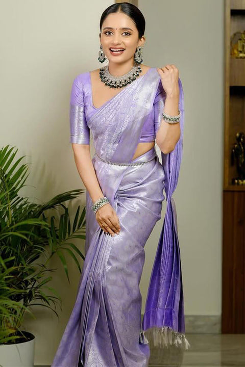 VastraLakshmi Glorious Lavender Soft Silk Saree With Arresting Blouse Piece