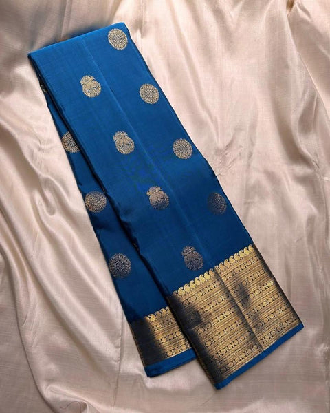 VastraLakshmi Precious Blue Soft Silk Saree With Phenomenal Blouse Piece