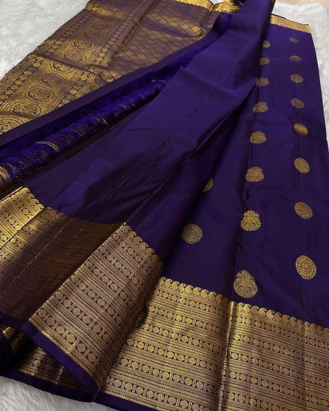 VastraLakshmi Invaluable Navy Blue Soft Silk Saree With Engrossing Blouse Piece