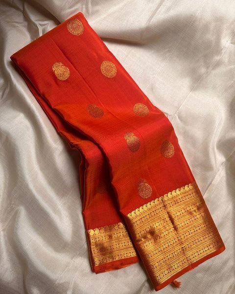 VastraLakshmi Preferable Orange Soft Silk Saree With Stunner Blouse Piece