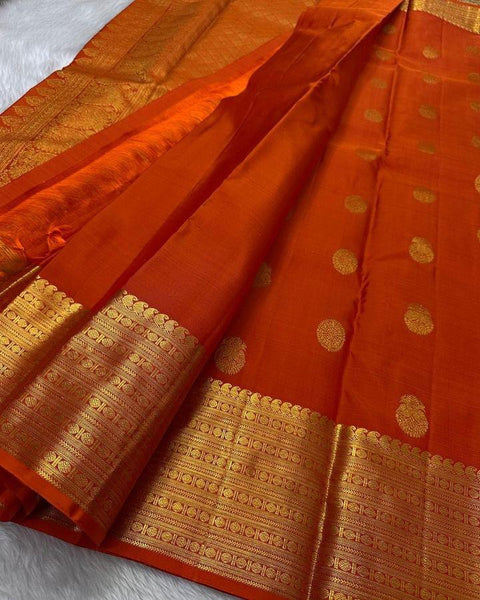 VastraLakshmi Preferable Orange Soft Silk Saree With Stunner Blouse Piece