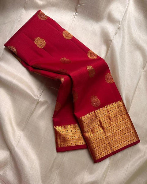 VastraLakshmi Ideal Red Soft Silk Saree With Comely Blouse Piece