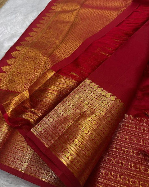 VastraLakshmi Ideal Red Soft Silk Saree With Comely Blouse Piece