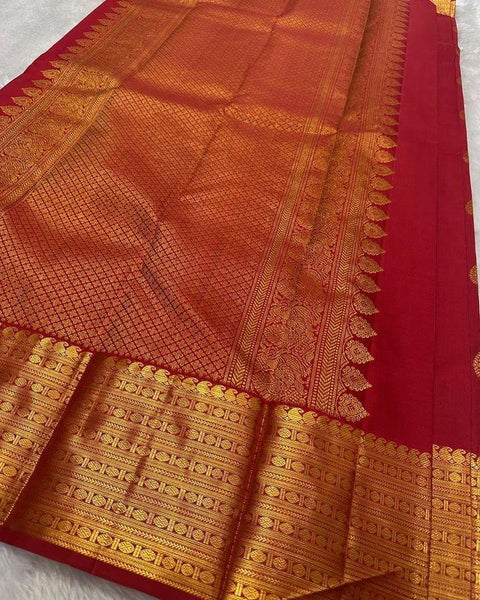 VastraLakshmi Ideal Red Soft Silk Saree With Comely Blouse Piece