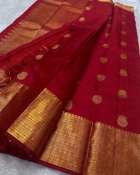 VastraLakshmi Ideal Red Soft Silk Saree With Comely Blouse Piece