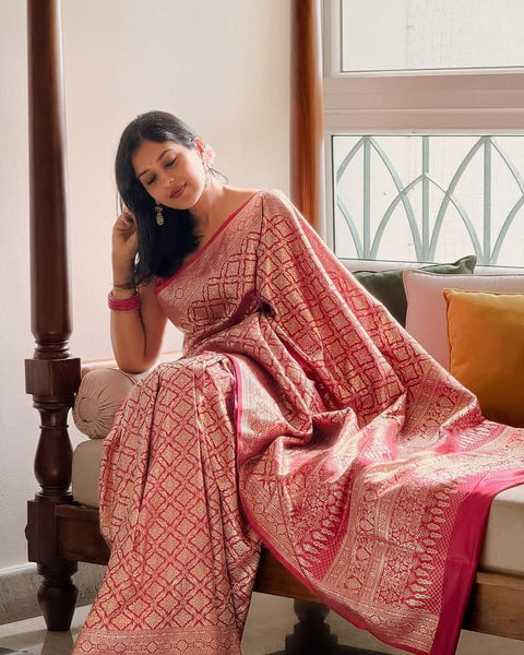 VastraLakshmi Admirable Dark Pink Soft Silk Saree With Evocative Blouse Piece